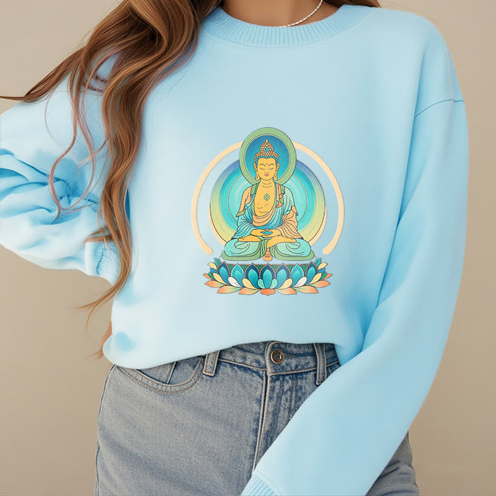 Buddha Stones Lotus Meditation Buddha Fleece Lined Sweatshirt