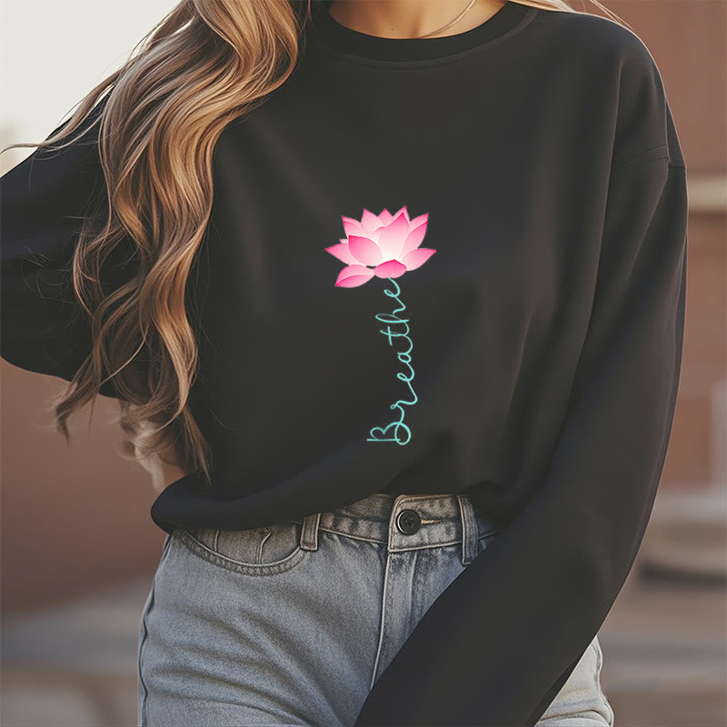 Buddha Stones Lotus BREATHE Fleece Lined Sweatshirt