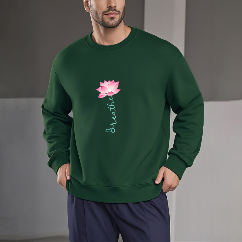 Buddha Stones Lotus BREATHE Fleece Lined Sweatshirt