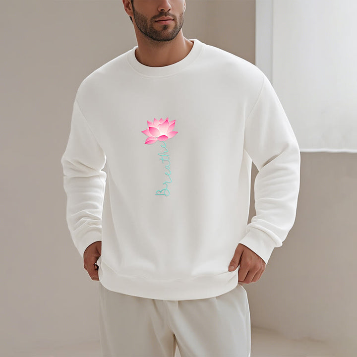 Buddha Stones Lotus BREATHE Fleece Lined Sweatshirt