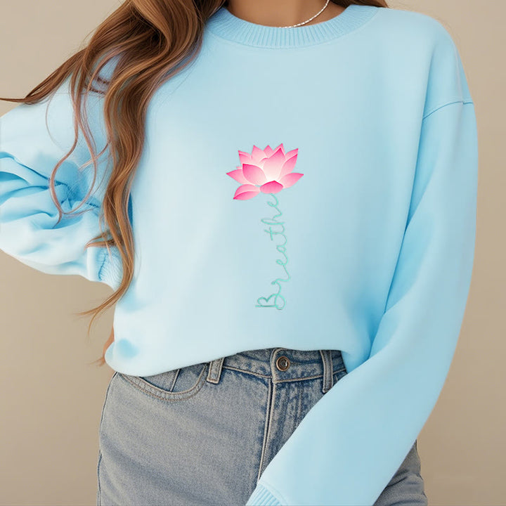 Buddha Stones Lotus BREATHE Fleece Lined Sweatshirt