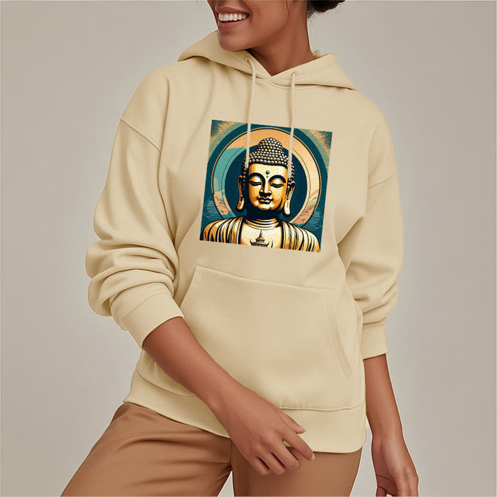 Buddha Stones Aura Golden Buddha Fleece Lined Polyester Hoodie