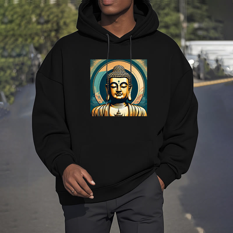 Buddha Stones Aura Golden Buddha Fleece Lined Polyester Hoodie