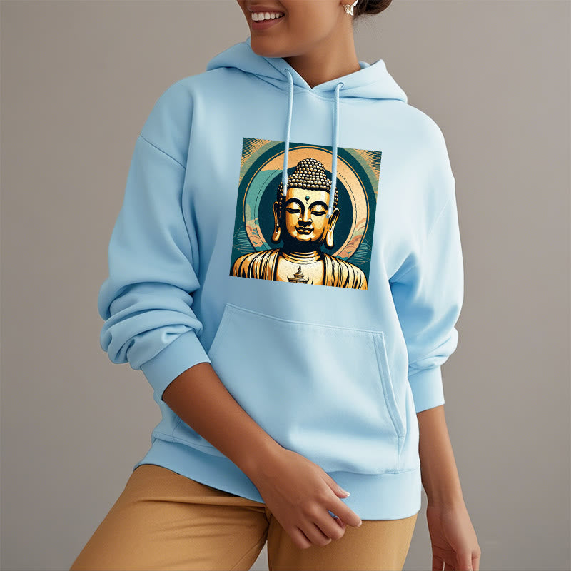 Buddha Stones Aura Golden Buddha Fleece Lined Polyester Hoodie