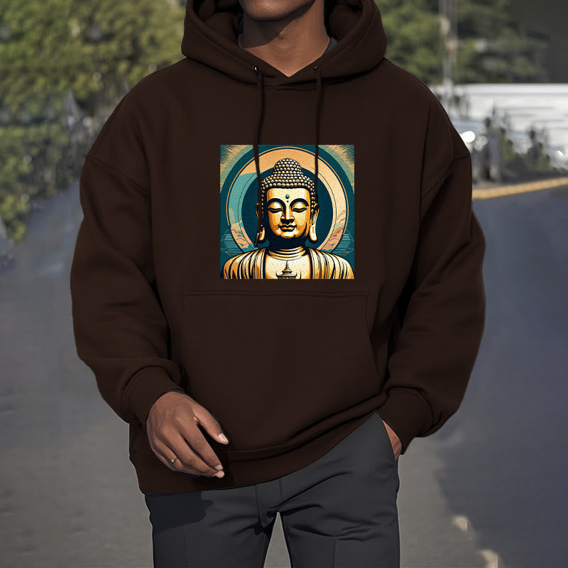 Buddha Stones Aura Golden Buddha Fleece Lined Polyester Hoodie