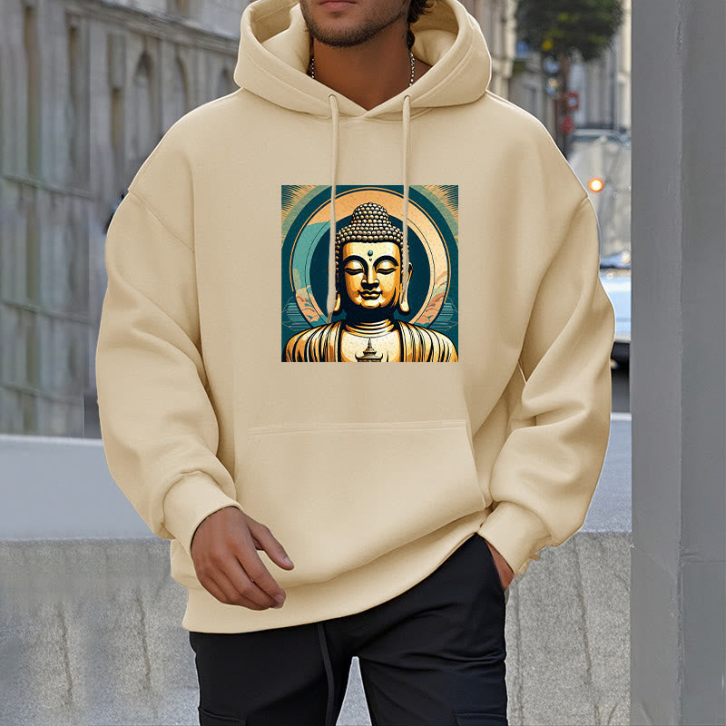 Buddha Stones Aura Golden Buddha Fleece Lined Polyester Hoodie