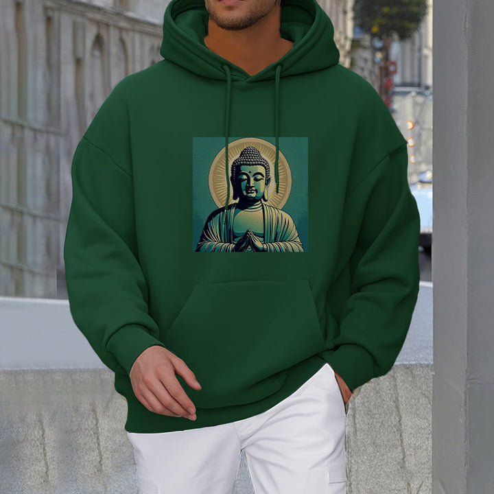 Buddha Stones Aura Green Buddha Fleece Lined Polyester Hoodie