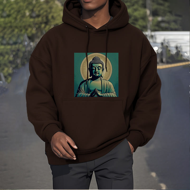 Buddha Stones Aura Green Buddha Fleece Lined Polyester Hoodie