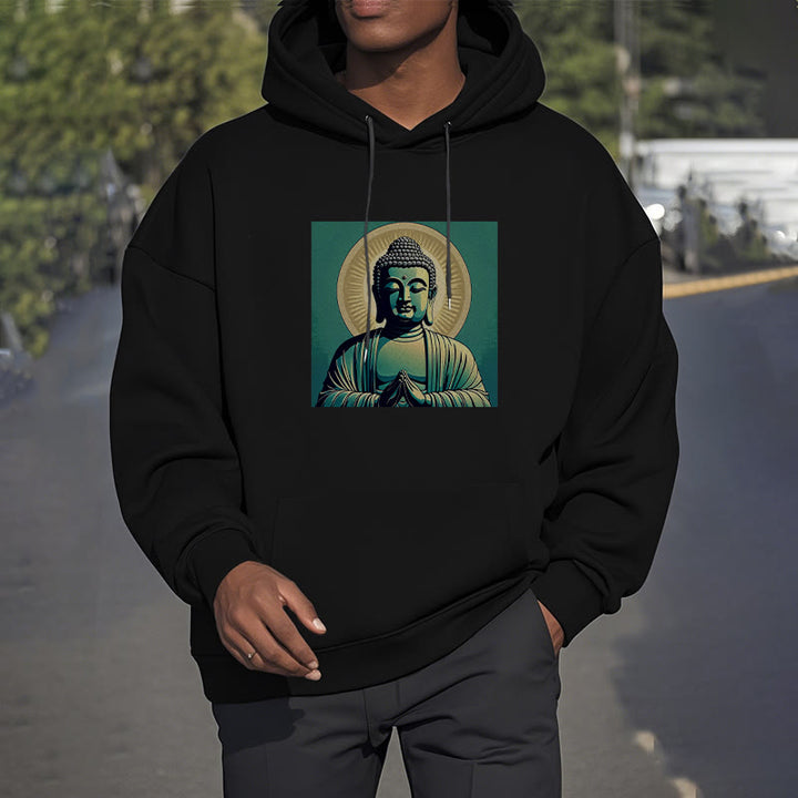 Buddha Stones Aura Green Buddha Fleece Lined Polyester Hoodie