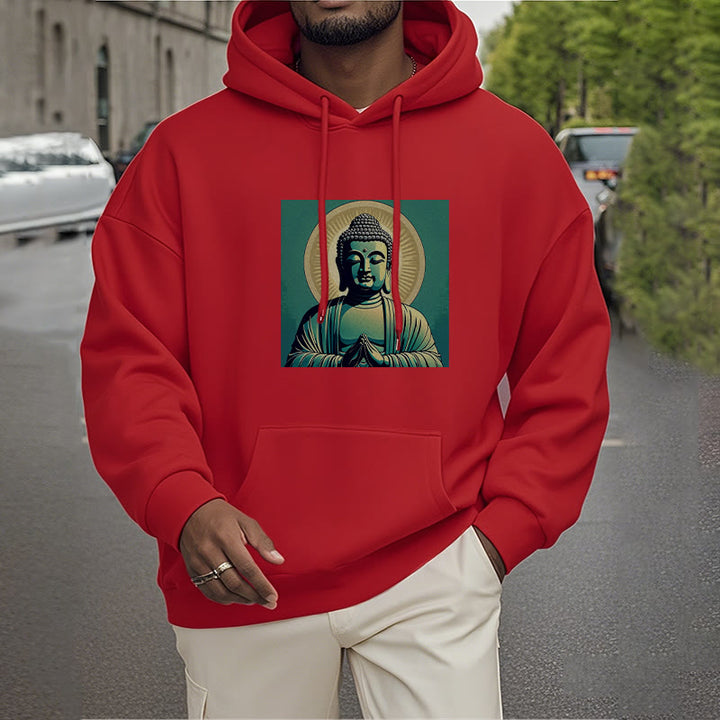 Buddha Stones Aura Green Buddha Fleece Lined Polyester Hoodie