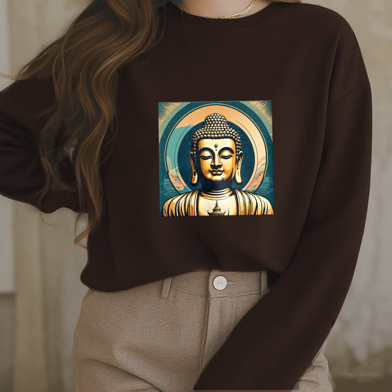 Buddha Stones Golden Buddha Fleece Lined Sweatshirt