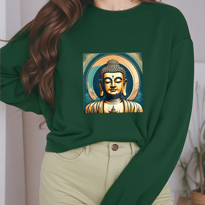 Buddha Stones Golden Buddha Fleece Lined Sweatshirt