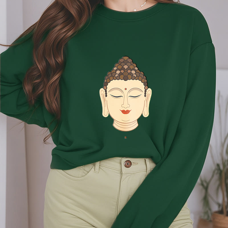 Buddha Stones Meditation Buddha Fleece Lined Polyester Sweatshirt