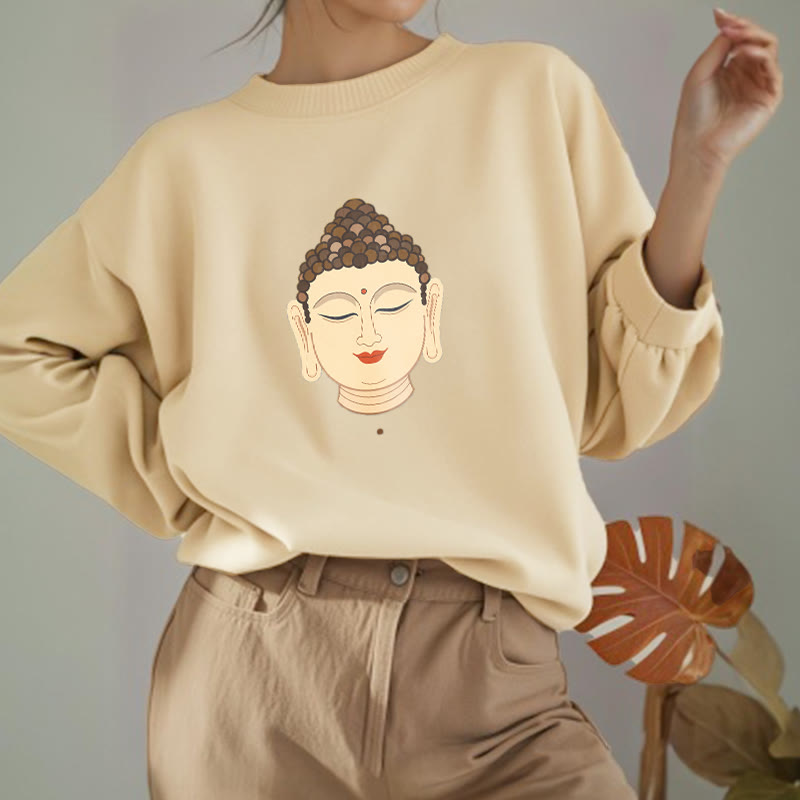 Buddha Stones Meditation Buddha Fleece Lined Polyester Sweatshirt