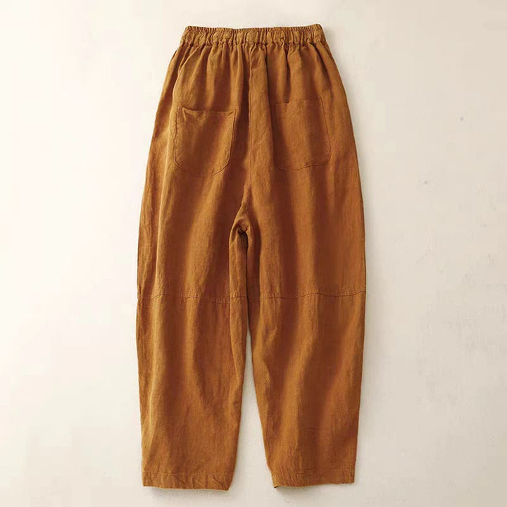 Buddha Stones Summer Women's Linen Drawstring Elastic Waist Harem Pants With Pockets - image 24