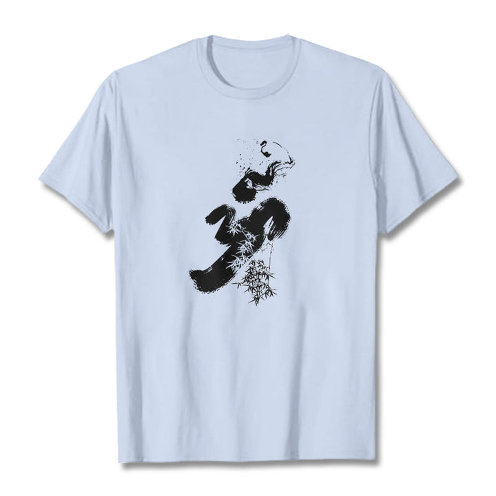 Buddha Stones OM Bamboo Ink Cotton Tee T-shirt - LightCyan - 2XL - image 11