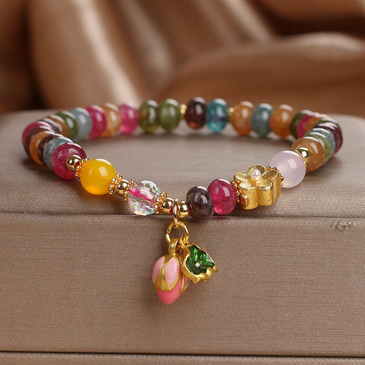 Buddha Stones Tourmaline Lotus Seedpod Wisdom Bracelet