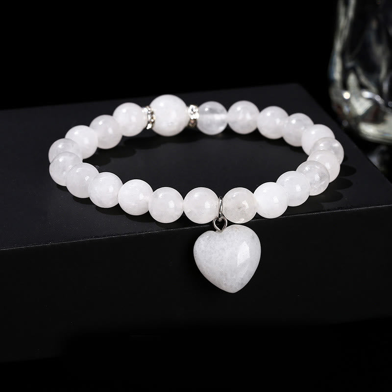 Buddha Stones Various Crystal Green Aventurine Love Heart Balance Bracelet - White Jade(Wrist Circumference: 14-16cm) - 10mm - image 14