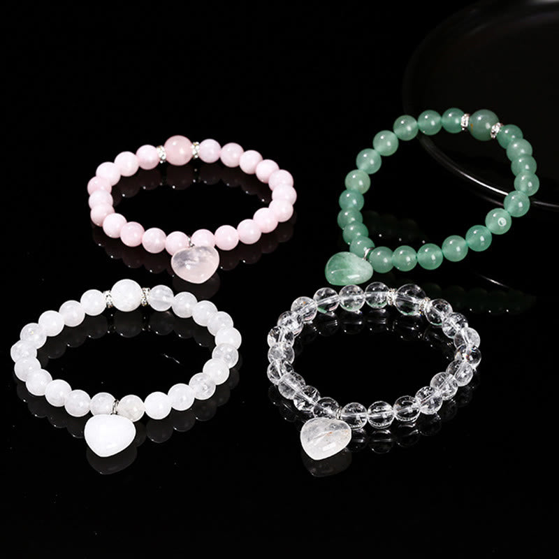 Buddha Stones Various Crystal Green Aventurine Love Heart Balance Bracelet