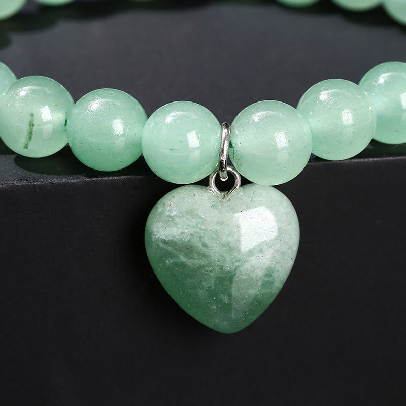 Buddha Stones Various Crystal Green Aventurine Love Heart Balance Bracelet - image 12