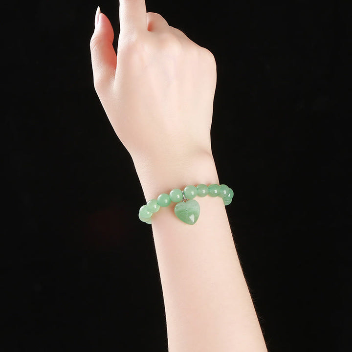 Buddha Stones Various Crystal Green Aventurine Love Heart Balance Bracelet - image 9