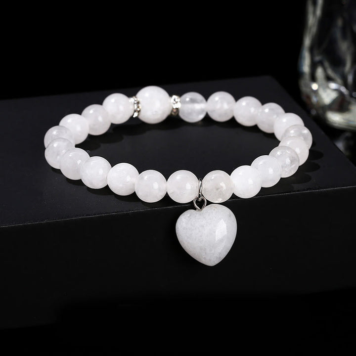 Buddha Stones Various Crystal Green Aventurine Love Heart Balance Bracelet - White Jade(Wrist Circumference: 14-16cm) - 10mm - image 14