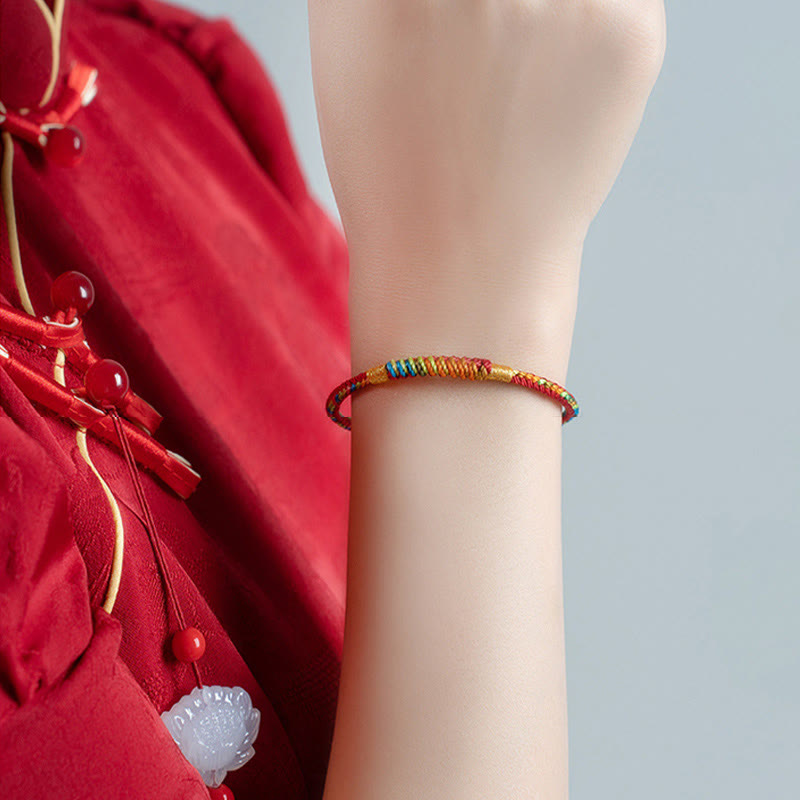 Buddha Stones Multicolor Red String Alloy 925 Sterling Silver Buckle Protection Bracelet - image 4