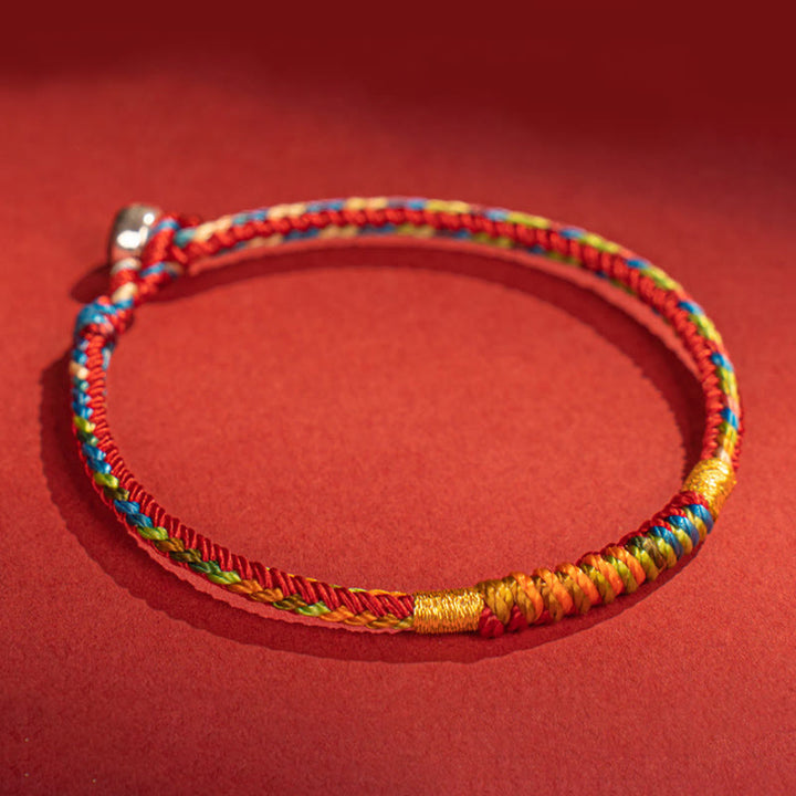 Buddha Stones Multicolor Red String Alloy 925 Sterling Silver Buckle Protection Bracelet - image 3