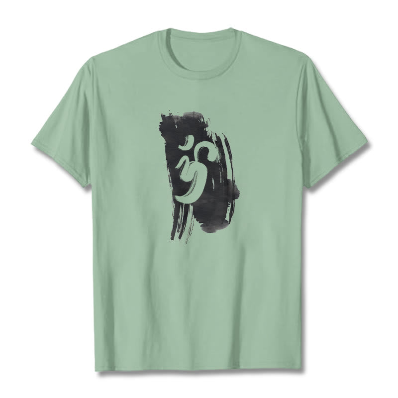 Buddha Stones OM Ink Background Cotton Tee T-shirt - PaleGreen - 2XL - image 18
