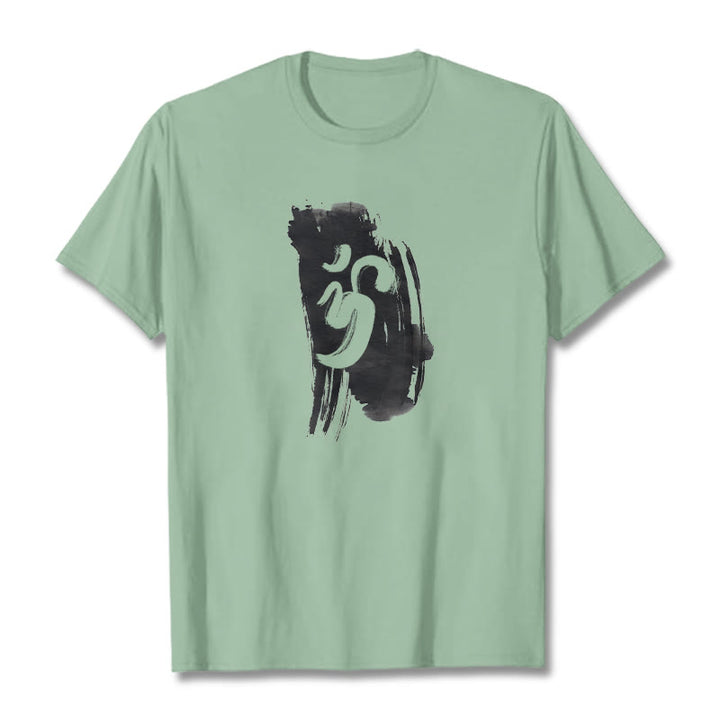 Buddha Stones OM Ink Background Cotton Tee T-shirt - PaleGreen - 2XL - image 18