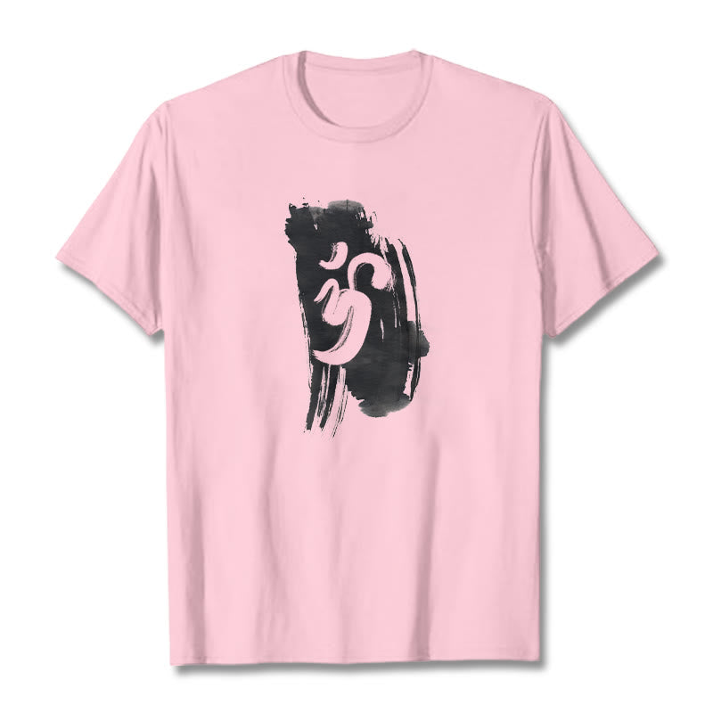 Buddha Stones OM Ink Background Cotton Tee T-shirt - LightPink - 2XL - image 16