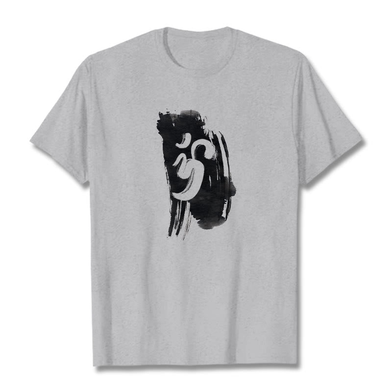 Buddha Stones OM Ink Background Cotton Tee T-shirt - LightGrey - 2XL - image 20
