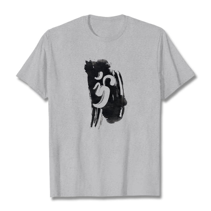 Buddha Stones OM Ink Background Cotton Tee T-shirt - LightGrey - 2XL - image 20