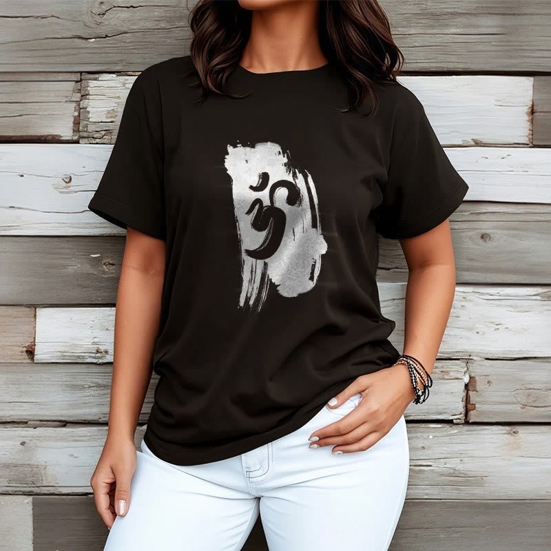 Buddha Stones OM Ink Background Cotton Tee T-shirt - image 2