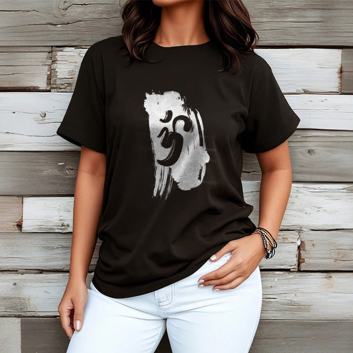 Buddha Stones OM Ink Background Cotton Tee T-shirt - image 2