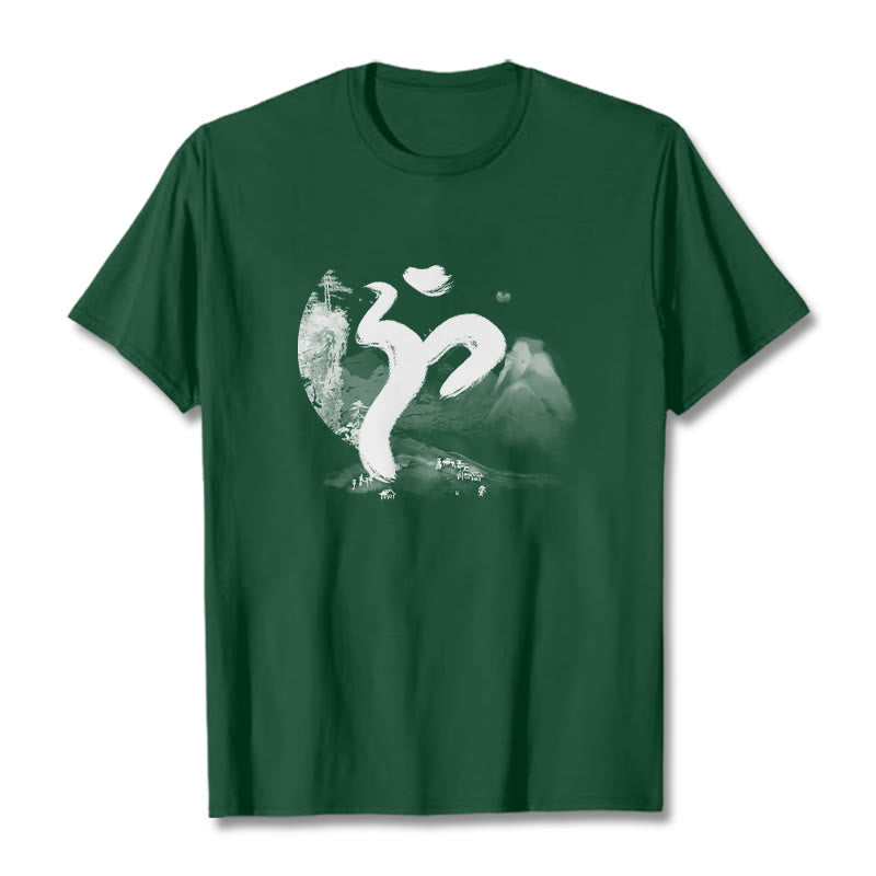 Buddha Stones OM Landscape Cotton Tee T-shirt - ForestGreen - 2XL - image 9