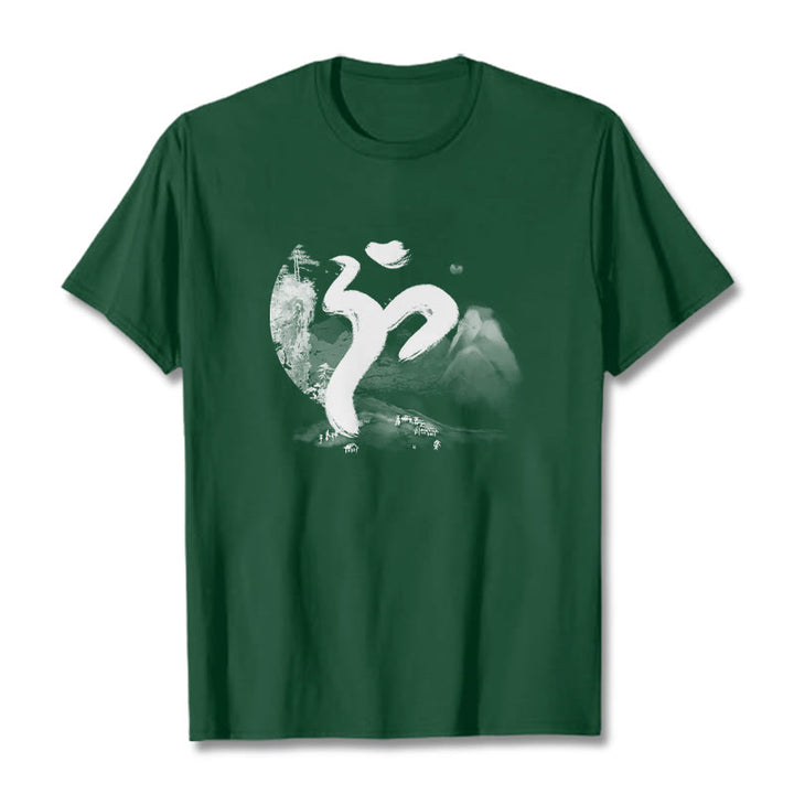 Buddha Stones OM Landscape Cotton Tee T-shirt - ForestGreen - 2XL - image 9