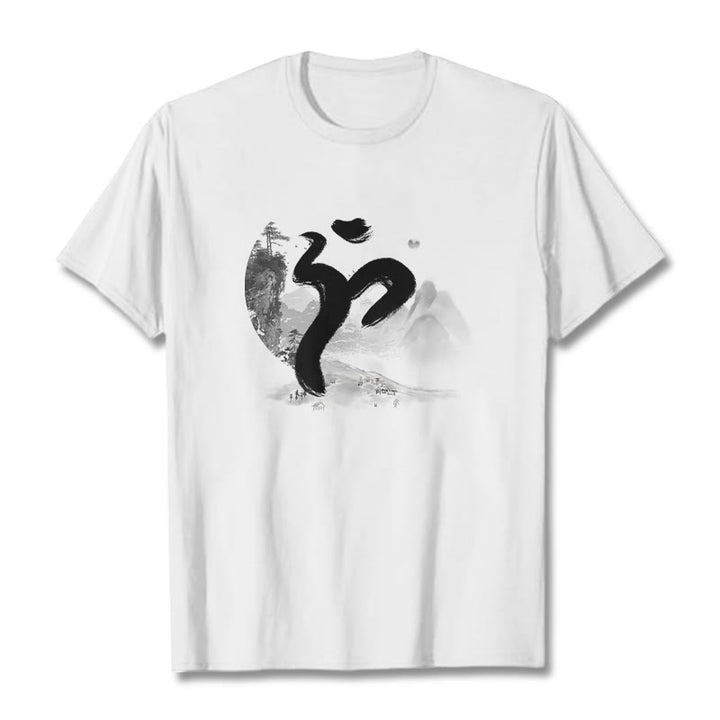 Buddha Stones OM Landscape Cotton Tee T-shirt - White - 2XL - image 6