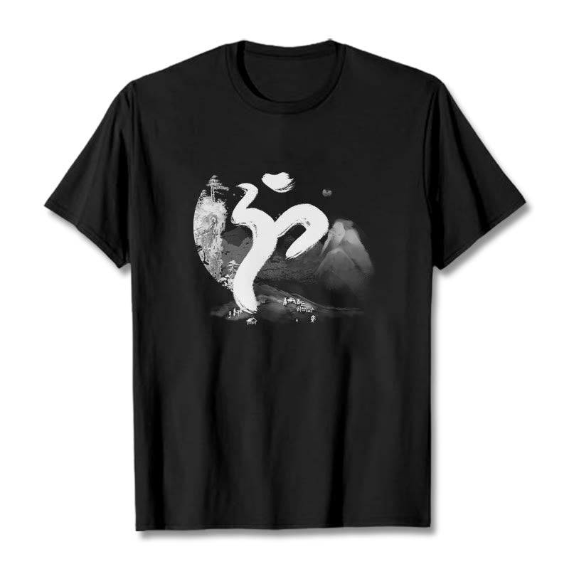 Buddha Stones OM Landscape Cotton Tee T-shirt - Black - 2XL - image 1