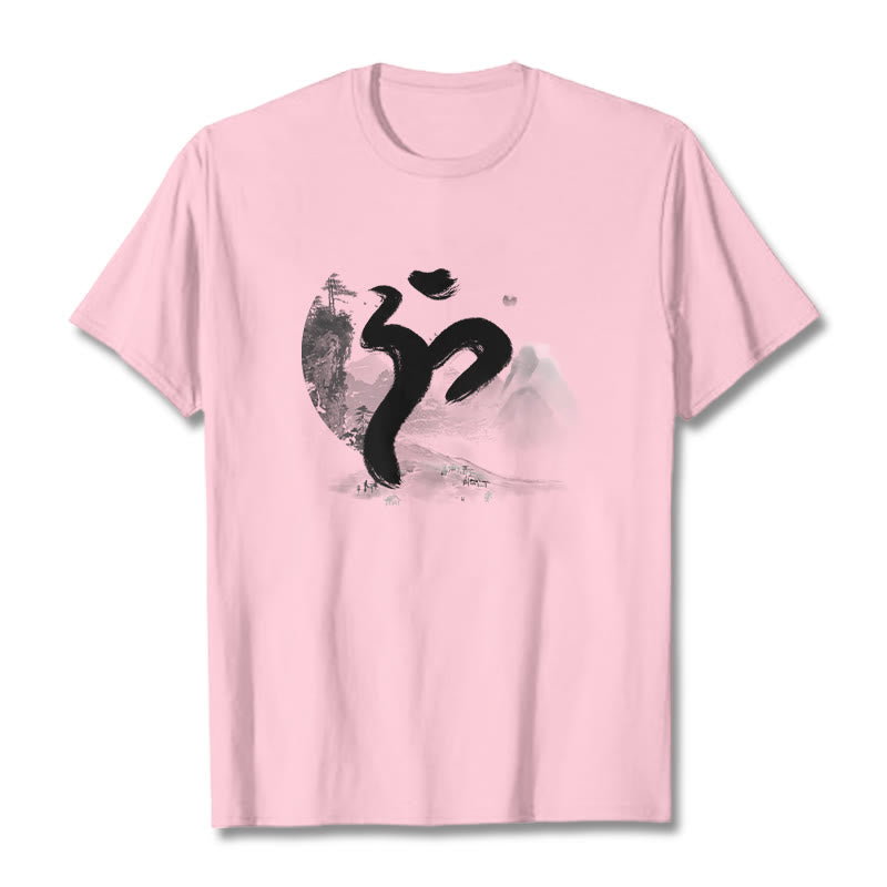 Buddha Stones OM Landscape Cotton Tee T-shirt - LightPink - 2XL - image 16