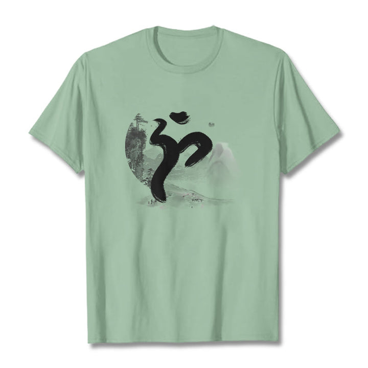 Buddha Stones OM Landscape Cotton Tee T-shirt - PaleGreen - 2XL - image 18