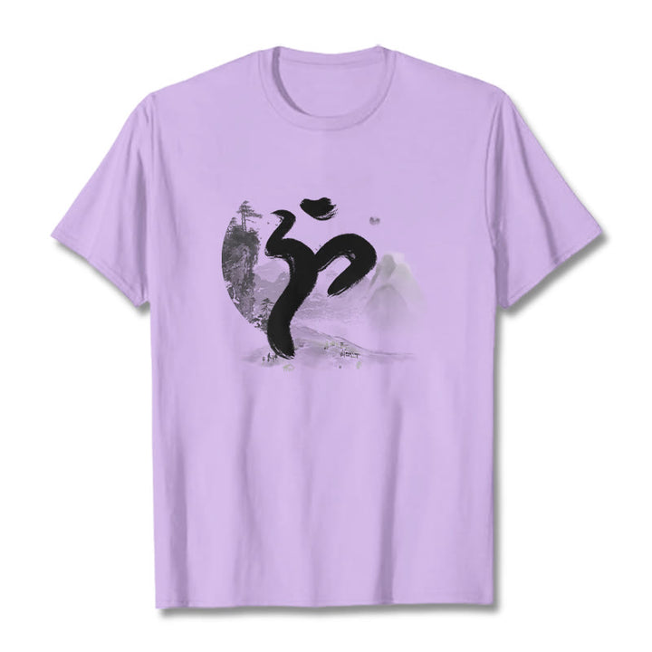 Buddha Stones OM Landscape Cotton Tee T-shirt - Plum - 2XL - image 14