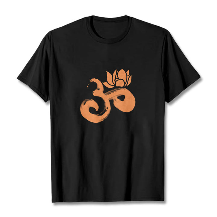 Buddha Stones OM Lotus Flower Cotton Tee T-shirt - Black - 2XL - image 7