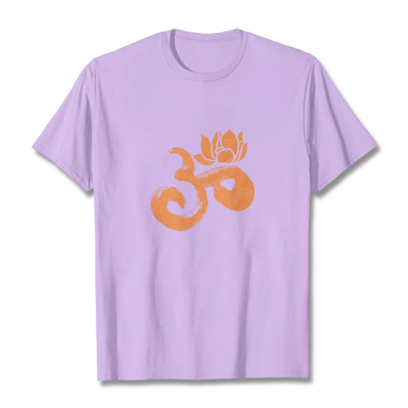 Buddha Stones OM Lotus Flower Cotton Tee T-shirt - Plum - 2XL - image 17