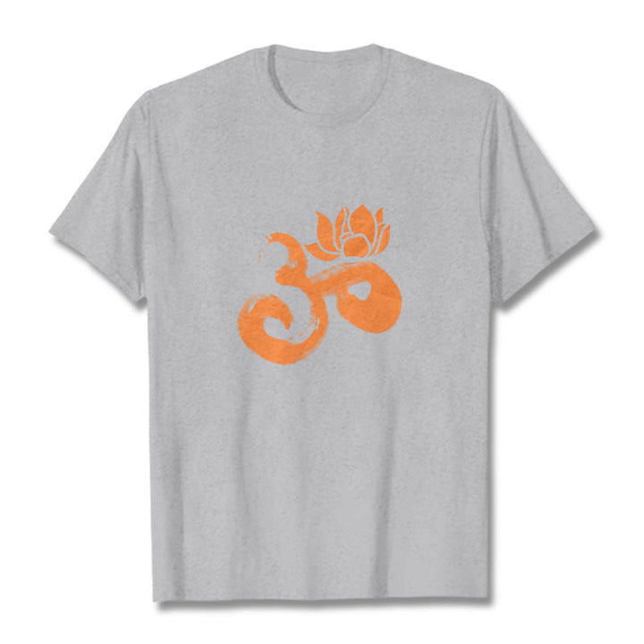 Buddha Stones OM Lotus Flower Cotton Tee T-shirt