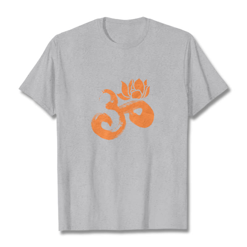 Buddha Stones OM Lotus Flower Cotton Tee T-shirt