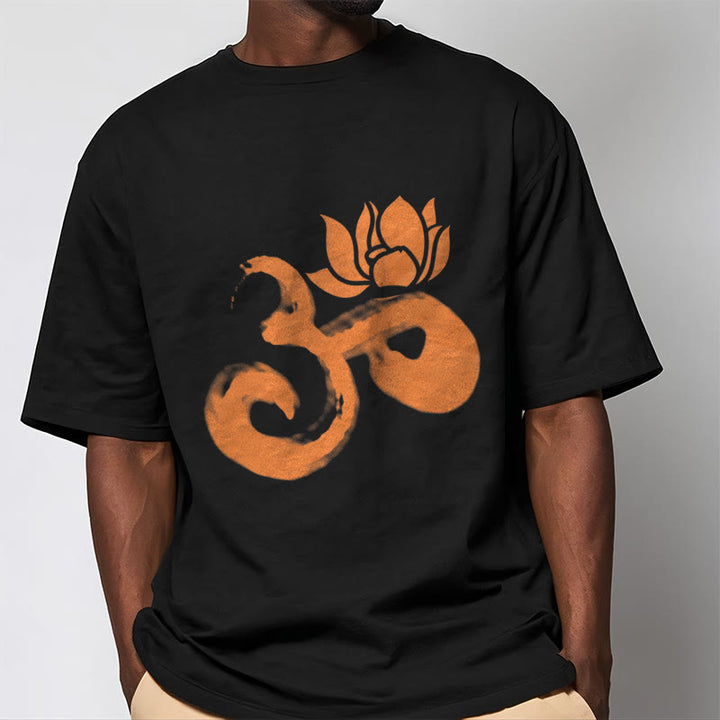 Buddha Stones OM Lotus Flower Cotton Tee T-shirt