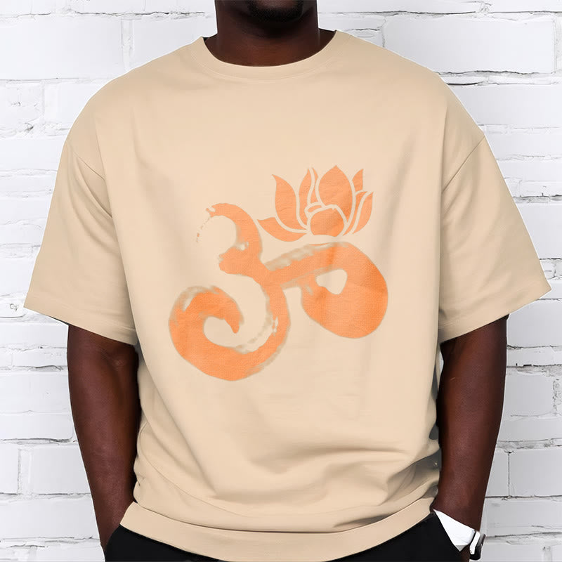 Buddha Stones OM Lotus Flower Cotton Tee T-shirt