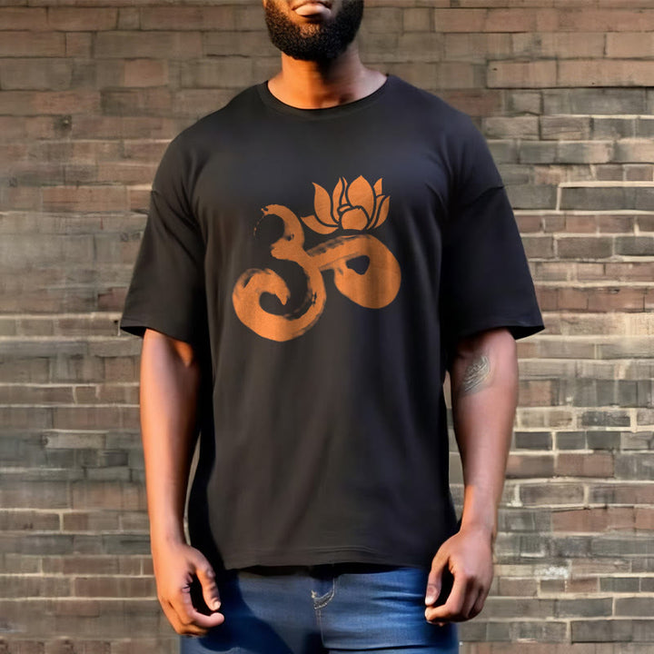 Buddha Stones OM Lotus Flower Cotton Tee T-shirt