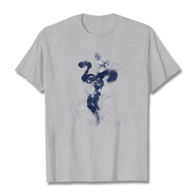 Buddha Stones OM Lotus Flower Background Cotton Tee T-shirt - LightGrey - 2XL - image 20